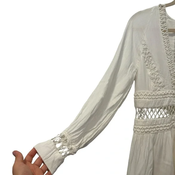 Free People Women’s Think I Love You Crochet Inset Mini Dress Size 10 - Picture 3 of 7